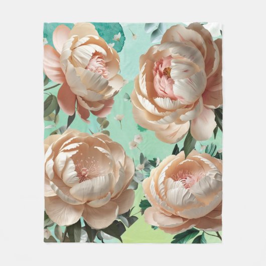 Peony Bloom Fleece Deken Elegante Bloemen Decor (Voorkant)