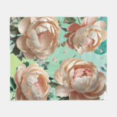 Peony Bloom Fleece Deken Elegante Bloemen Decor (Voorkant (Horizontaal))