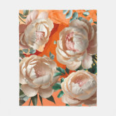 Peony Bloom Fleece Deken Elegante Bloemen Decor (Voorkant)