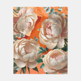 Peony Bloom Fleece Deken Elegante Bloemen Decor