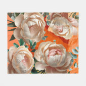 Peony Bloom Fleece Deken Elegante Bloemen Decor (Voorkant (Horizontaal))