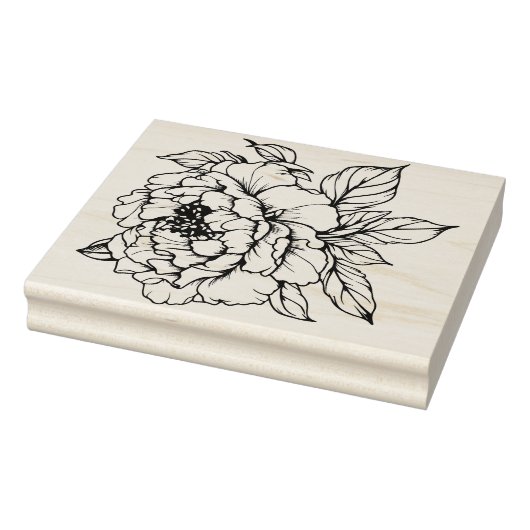 Peony Bloom Line art Rubberstempel (Stempel)