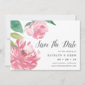 Peony Blooming Save the Date Kaart (Voorkant)