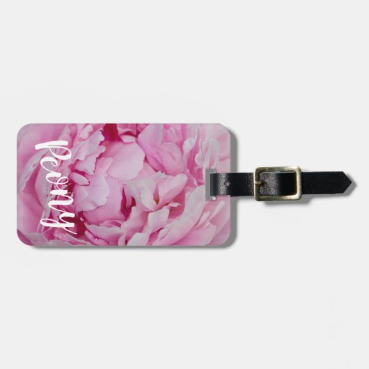 Peony Blossom Roos voor bloemen en tuinliefhebbers Bagagelabel (Voorkant horizontaal)