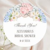 Peony Blue Hydrangea Vrijgezellenfeest Dank u Ronde Sticker