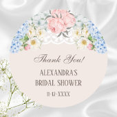 Peony Blue Hydrangea Vrijgezellenfeest Dank u Ronde Sticker