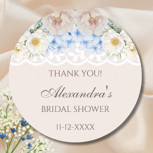 Peony Blue Hydrangea Vrijgezellenfeest Dank u Ronde Sticker