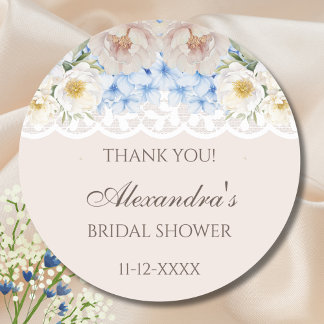 Peony Blue Hydrangea Vrijgezellenfeest Dank u Ronde Sticker