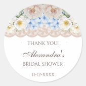Peony Blue Hydrangea Vrijgezellenfeest Dank u Ronde Sticker (Voorkant)
