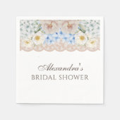 Peony Blue Hydrangea Vrijgezellenfeest Papier serv Servet (Voorkant)