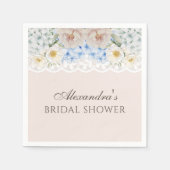 Peony Blue Hydrangea Vrijgezellenfeest Papier serv Servet (Voorkant)