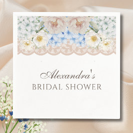 Peony Blue Hydrangea Vrijgezellenfeest Papier serv Servet