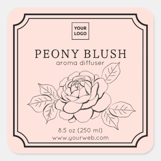 Peony Blush Floral Aroma Diffuser Label (Voorkant)
