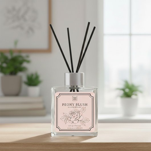 Peony Blush Floral Aroma Diffuser Label