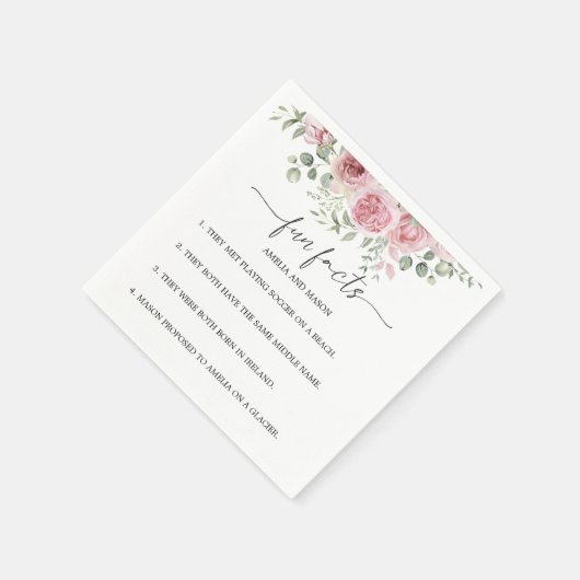 Peony Blush Floral Fun Facts Wedding Napkins Servet (Hoek)