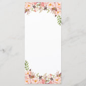 Peony Blush Roze en Gouden Bruiloft Menu Kaarten (Achterkant)