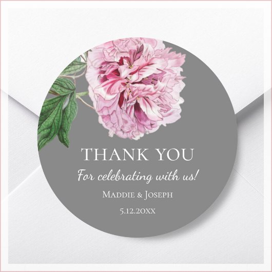 Peony Blush Wedding Bedankt Stickers