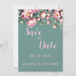 Peony Boeket In Waterverf Save The Date Kaart