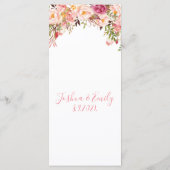 Peony Boho Pink Floral Wedding Menu (Achterkant)