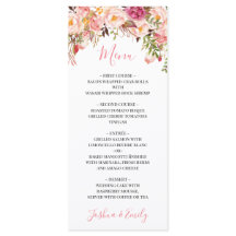 Peony Boho Pink Floral Wedding Menu