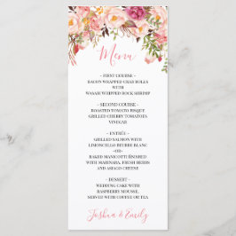 Peony Boho Pink Floral Wedding Menu