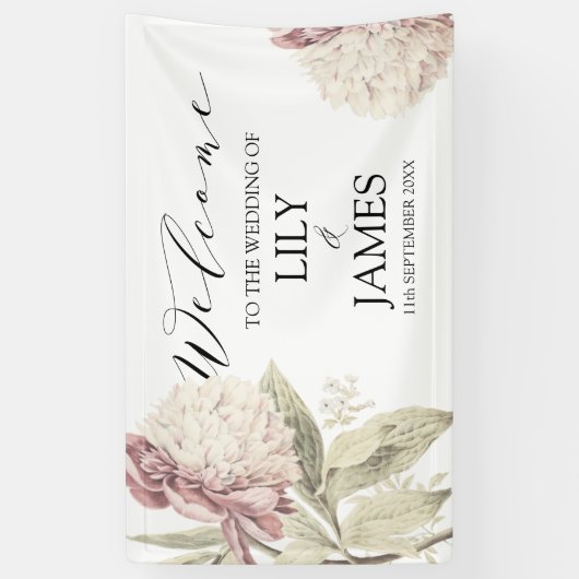  Peony Botanical Fine Art Banner (Verticaal)