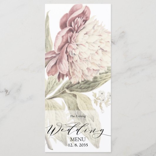 Peony Botanical Fine Art Evening Menu (Achterkant)