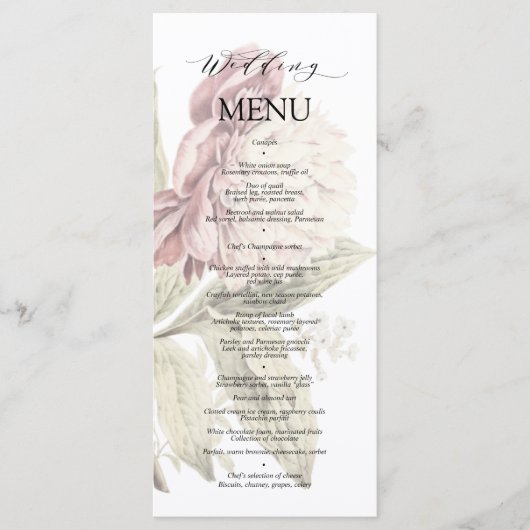  Peony Botanical Fine Art Wedding Menu (Voorkant)