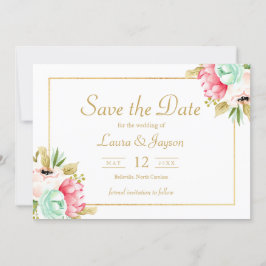 Peony Botanical Waterverf Wedding Save the Date