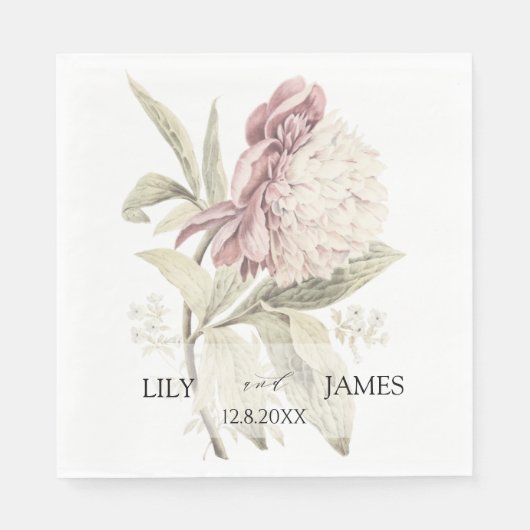  peony Botantical Fine Art Wedding Servet (Voorkant)