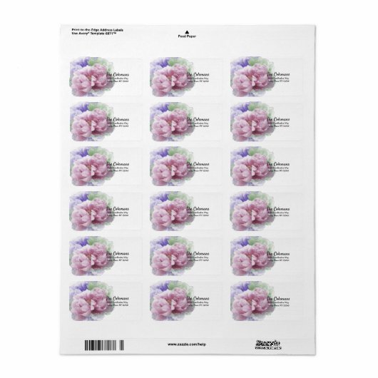 Peony Bouquet Adres Label (Full Sheet)