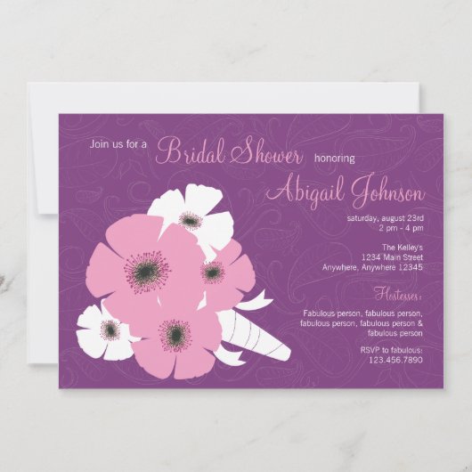 Peony bouquet Bridal Shower Invitation Kaart (Voorkant)