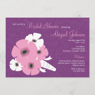 Peony bouquet Bridal Shower Invitation Kaart