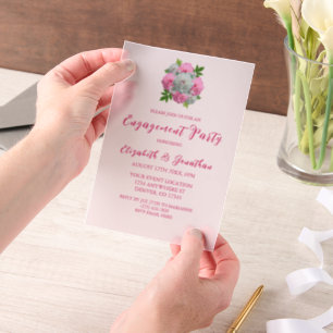 Peony Bouquet Engagement Party Vellum Uitnodigingen