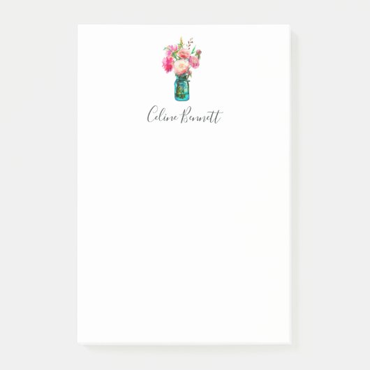 Peony Bouquet Gepersonaliseerd Post-it® Notes (Voorkant)