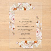 Peony Bouquet Huwelijksuitnodiging Acryl Uitnodigingen (Voorkant)