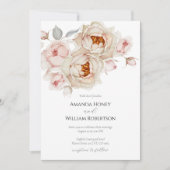 Peony Bouquet Huwelijksuitnodiging Kaart (Voorkant)