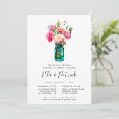 Peony Bouquet Rehearsal Dinner Invitation Kaart (Staand voorkant)
