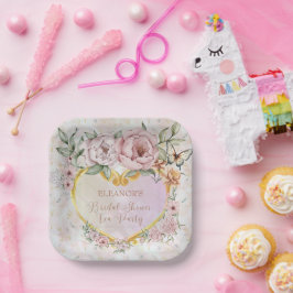 Peony Bouquet Vrijgezellenfeest Papieren Bordje