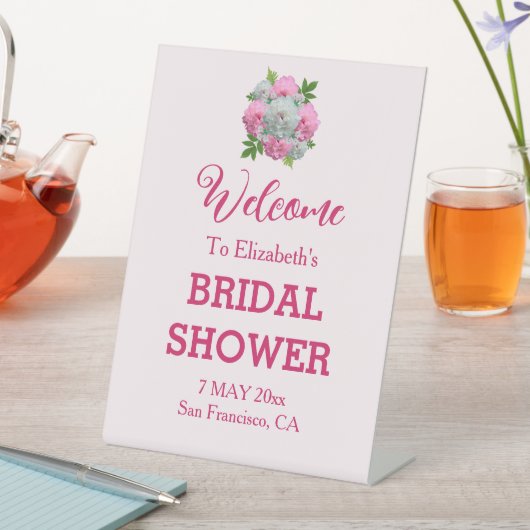 Peony Bouquet Vrijgezellenfeest Reclamebord Met Voetstuk (Insitu)