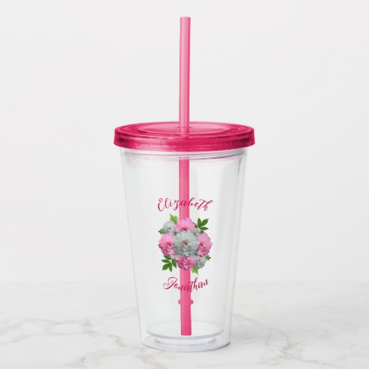Peony Bouquet Wedding Acryl Drinkbeker (Voorkant)