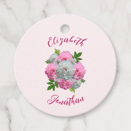 Peony Bouquet Wedding Bedankjes Labels (Voorkant)