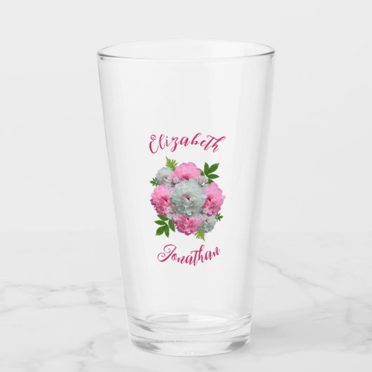 Peony Bouquet Wedding Glas (Voorkant)
