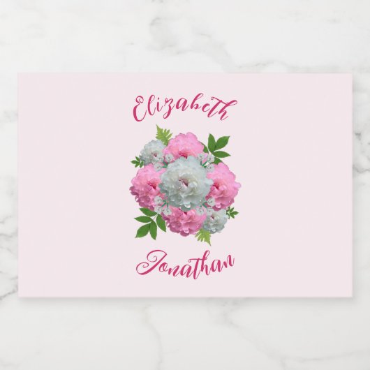 Peony Bouquet Wedding Likeurfles Etiket (Enkel label)