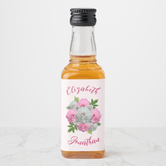 Peony Bouquet Wedding Likeurfles Etiket (Voorkant)
