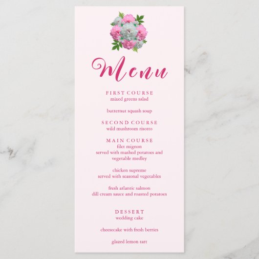 Peony Bouquet Wedding Menu (Voorkant)