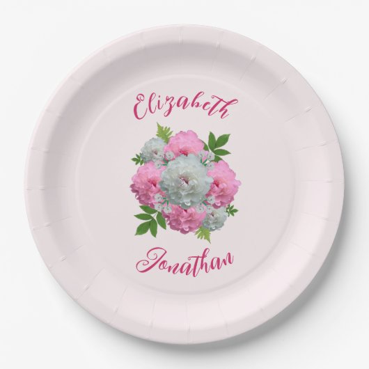 Peony Bouquet Wedding Papieren Bordje (Voorkant)