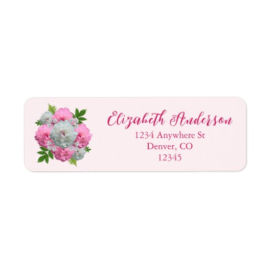 Peony Bouquet Wedding Return Address Etiket (Voorkant)