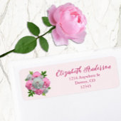 Peony Bouquet Wedding Return Address Etiket