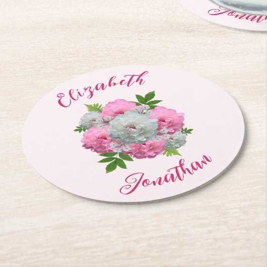 Peony Bouquet Wedding Ronde Kartonnen Onderzetter (Gebogen)